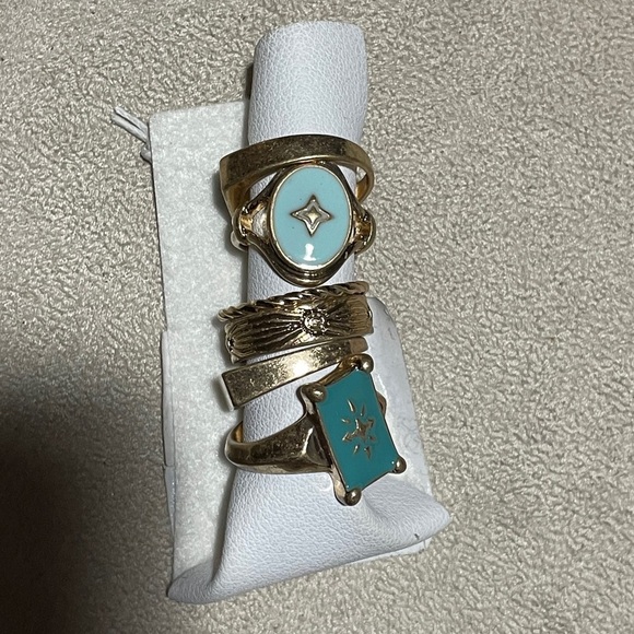 Free People‎ Gold and Turquoise Ring Set brand new - Picture 11 of 14
